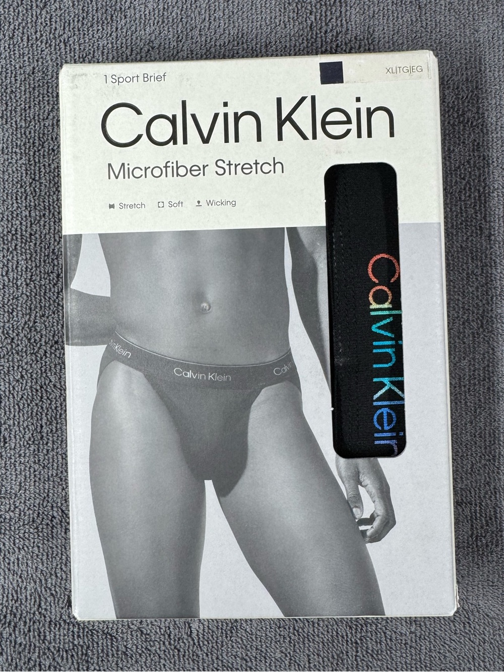Calvin Klein Black Microfiber Stretch Brief with Rainbow Logo Waistband